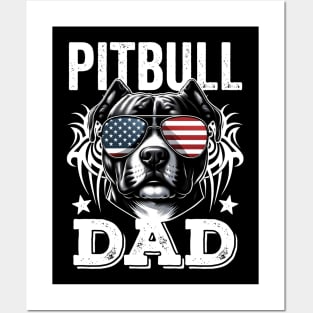 Pitbull Dad USA Flag Posters and Art